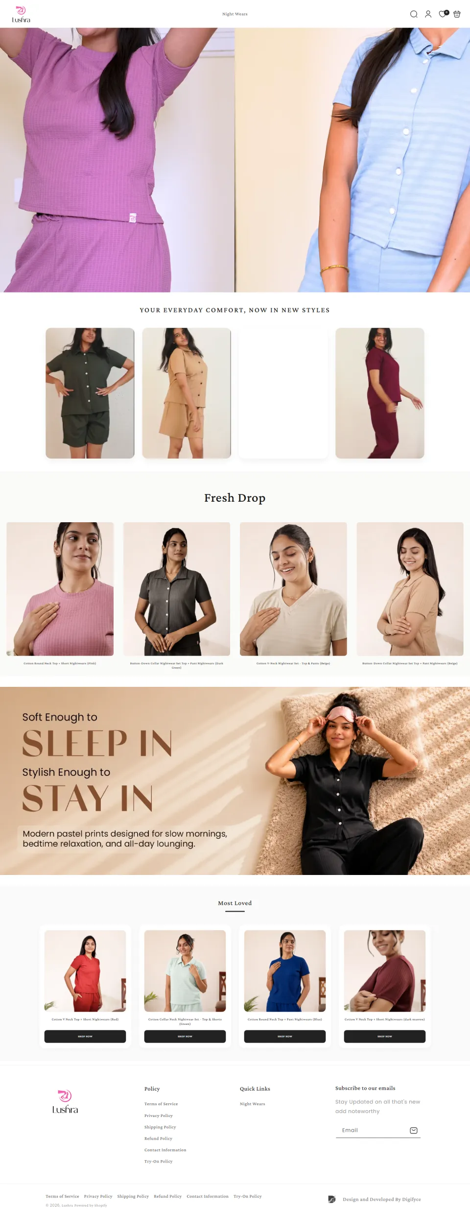 Lushra Shopify store homepage